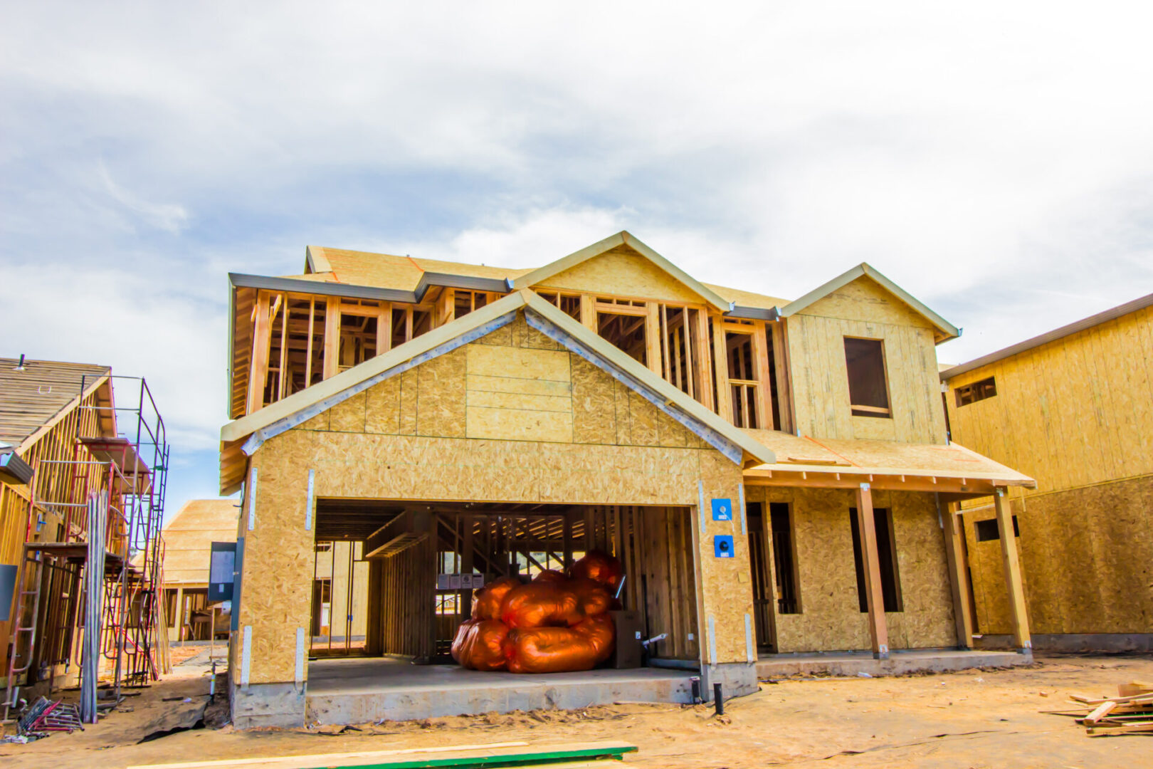 Brand New Home Construction With Insulation Ready To Install